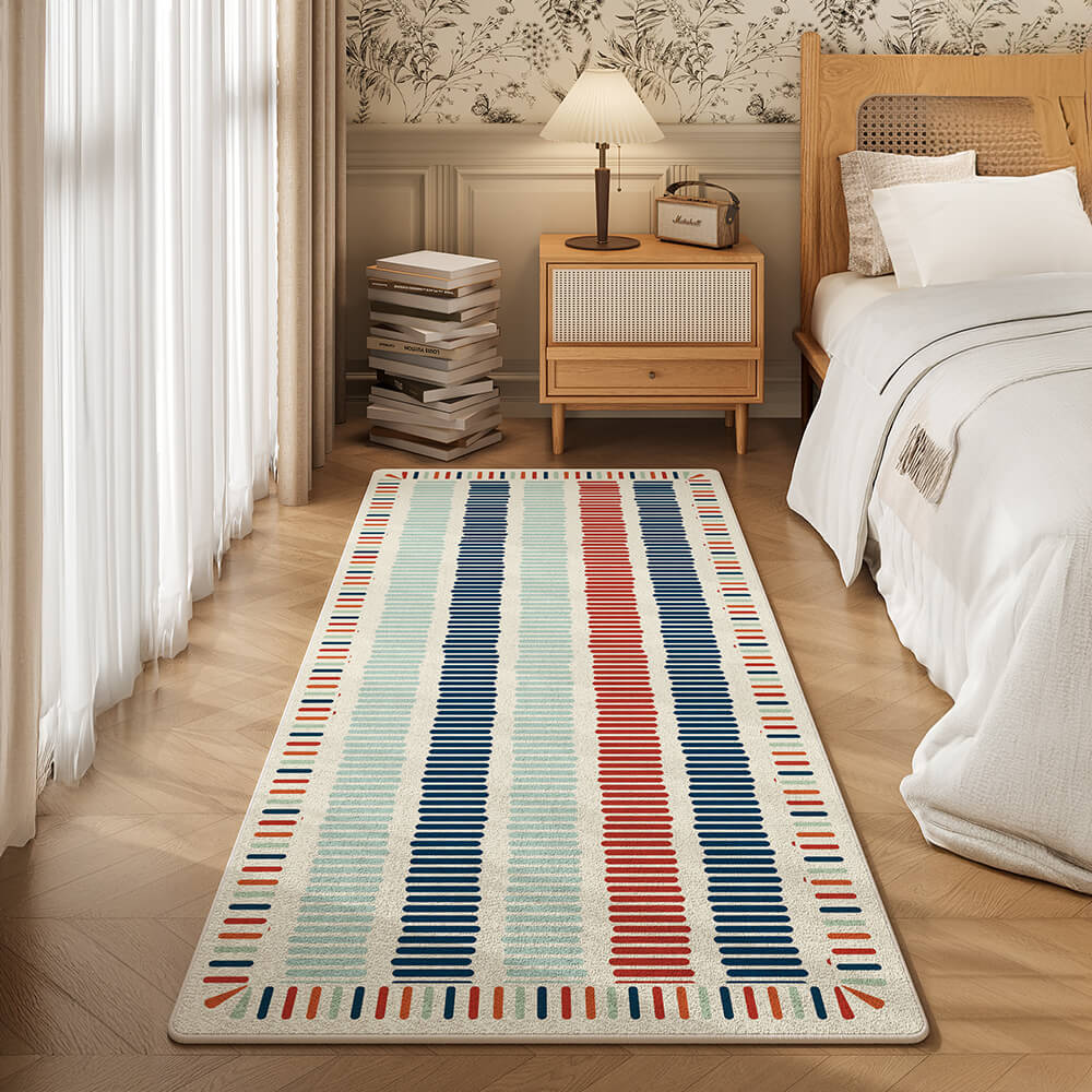 Multi-Color Striped Wool Skin-Friendly Non-Slip Living Room Bedside Rug