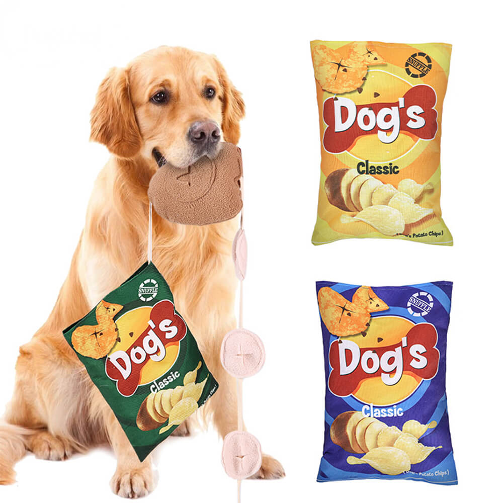 Potato Chips Interaktives Slow Feeder Quietschendes Schnüffel-Hundespielzeug