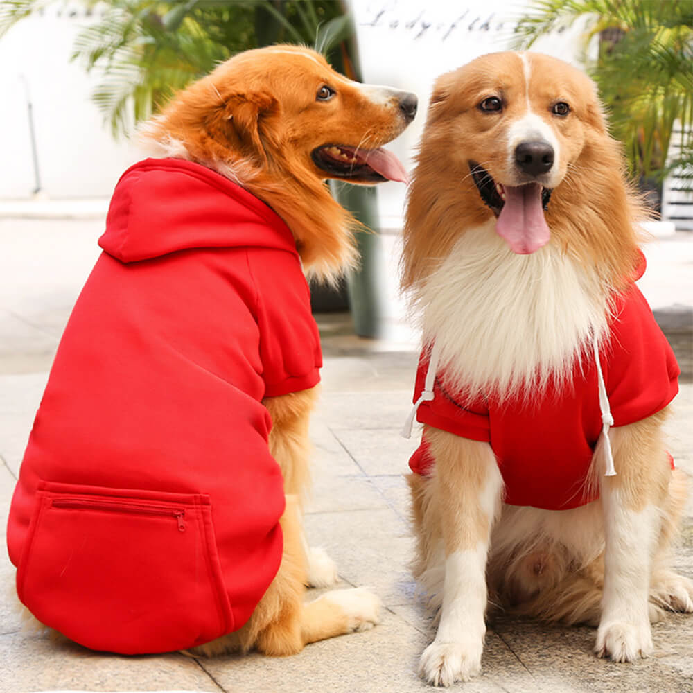 Solid Color Hooded Pullover Sweatshirt for Matching Dog and Owner