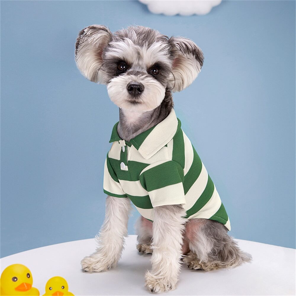 Striped Polo Dog Shirt - Classic Style for Your Pup