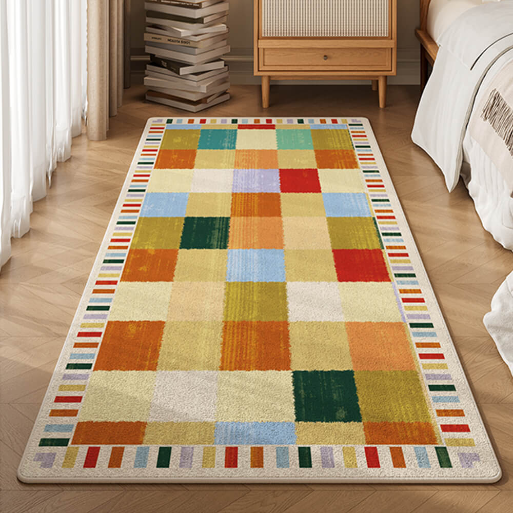 Multi-Color Striped Wool Skin-Friendly Non-Slip Living Room Bedside Rug