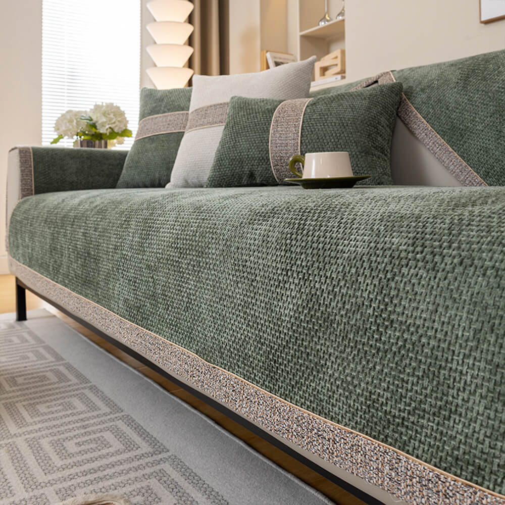 All-Season Modern Tweed Woven Chenille Anti-Slip Couch Cover