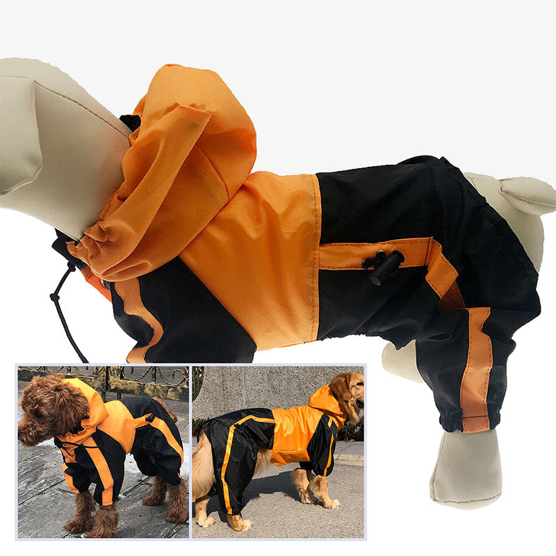 Wasserdichter Hunde-Regenmantel aus Oxford-Gewebe mit Beinen und Kapuze