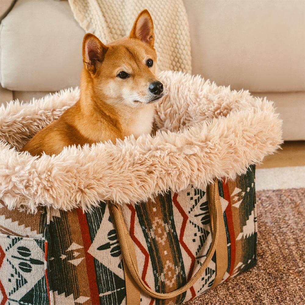 Großer wendbarer Ganzjahres-Indie-Boho-Haustiertransporter und Kuschelschlafsack für Hunde – Wondernap