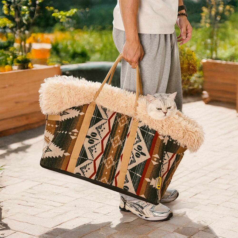 Großer wendbarer Ganzjahres-Indie-Boho-Haustiertransporter und Kuschelschlafsack für Hunde – Wondernap