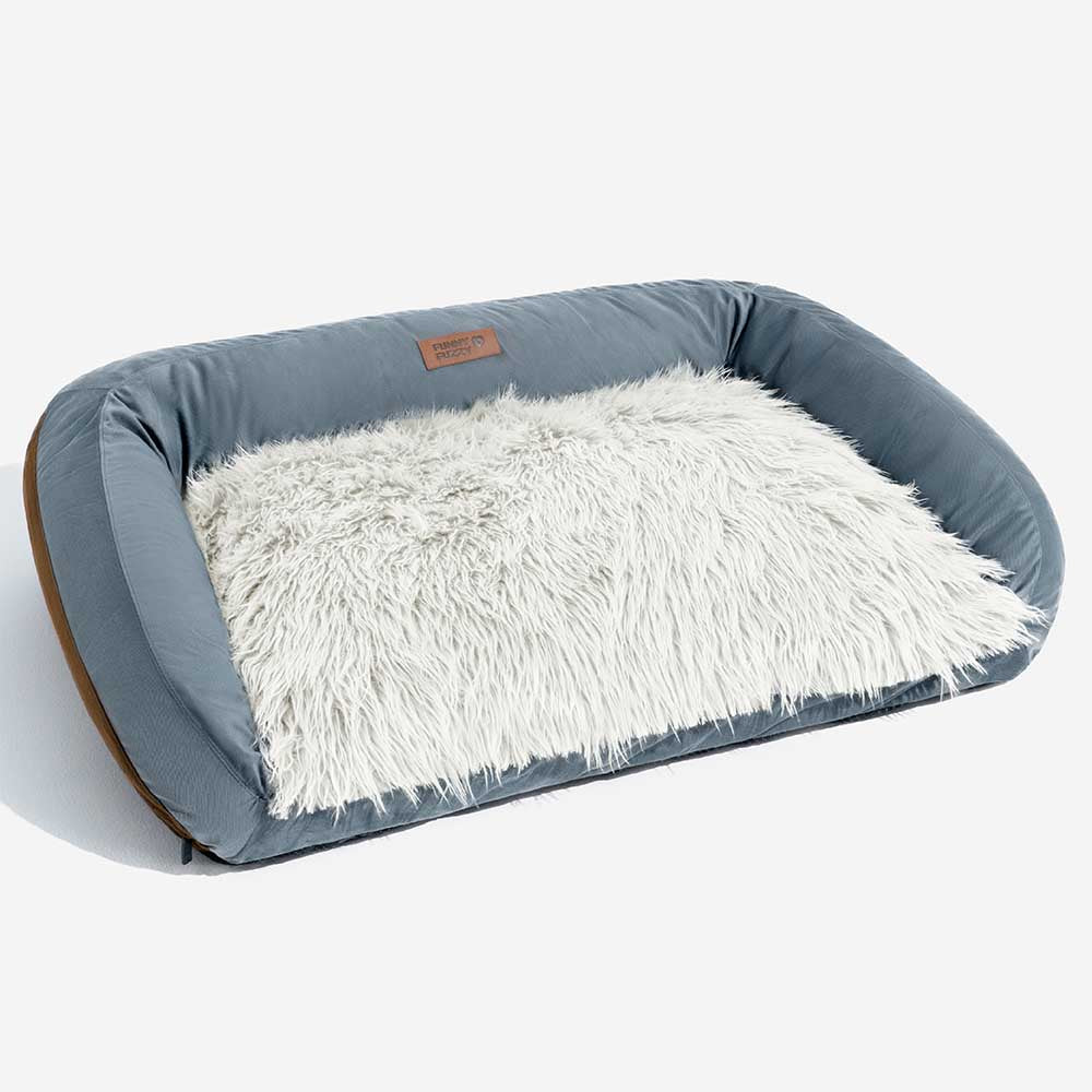 Large Washable Fluffy Cozy Bolster Dog Sofa Bed-Denim Cowboy