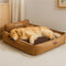 Retro Faux Suede Dual-sided Washable Bolster Dog Bed With Pillow – SweetDream