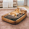 Retro Faux Suede Dual-sided Washable Bolster Dog Bed With Pillow – SweetDream