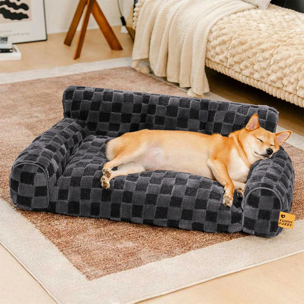 Cama de refugios de perro ortopédico y esponjes removibles a cuadros - Cozynest