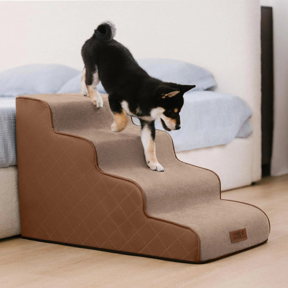 Escaleras de mascotas extraíbles de esponja de alta densidad de cuero de cuero - Luxestep