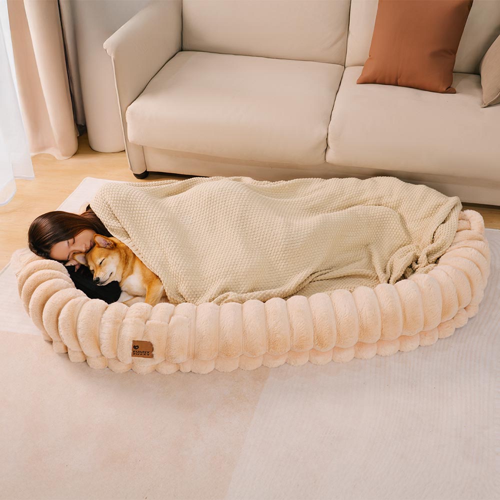 Creamy Plush Super Large Donut Human Dog Bed - Cuddle Cradle