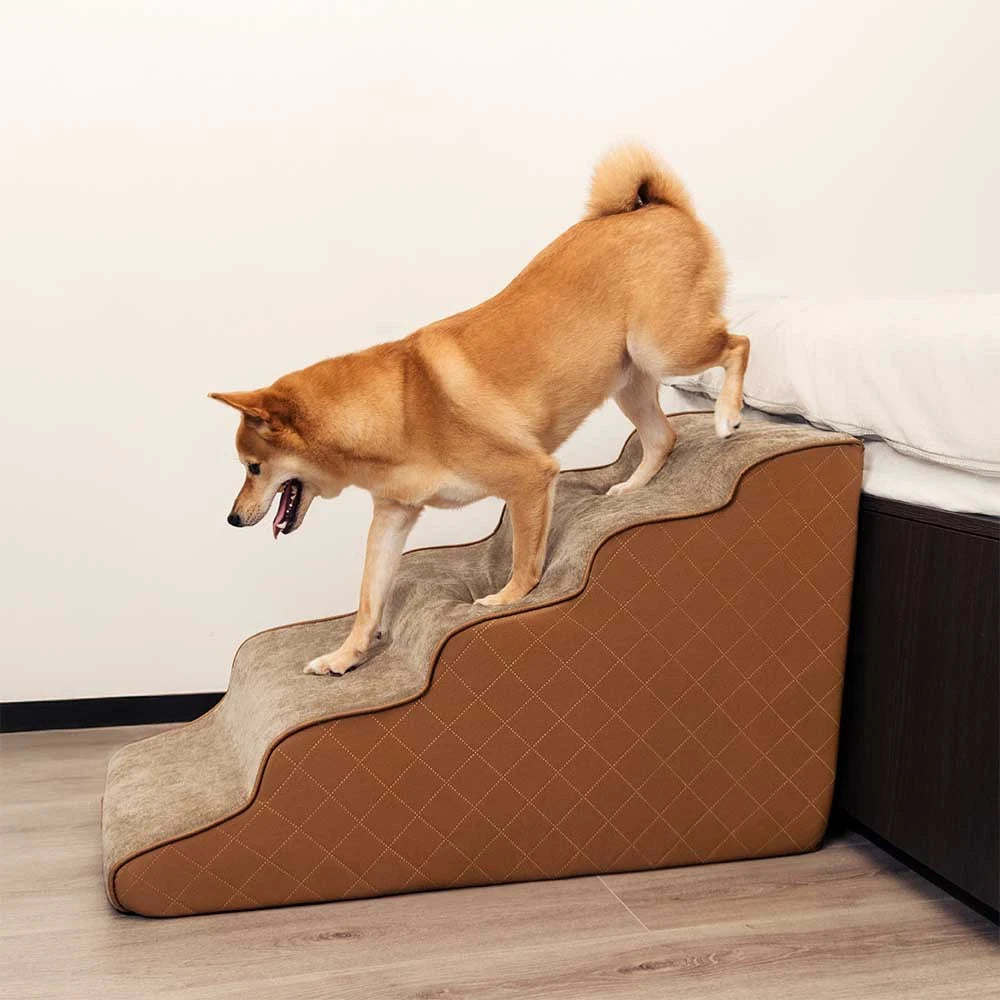 Escaleras de mascotas extraíbles de esponja de alta densidad de cuero de cuero - Luxestep