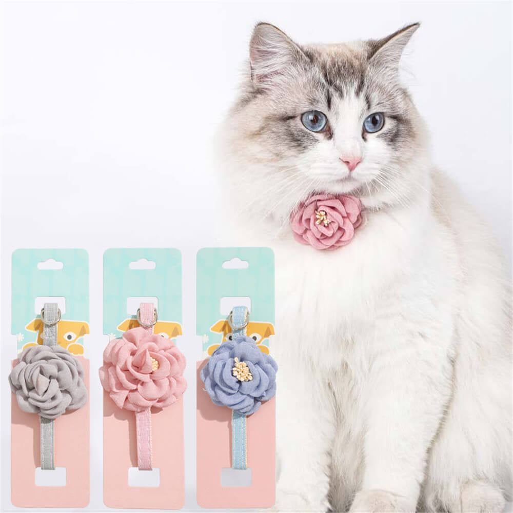 Pet cat accessories imitation camellia pendant multi-color collar