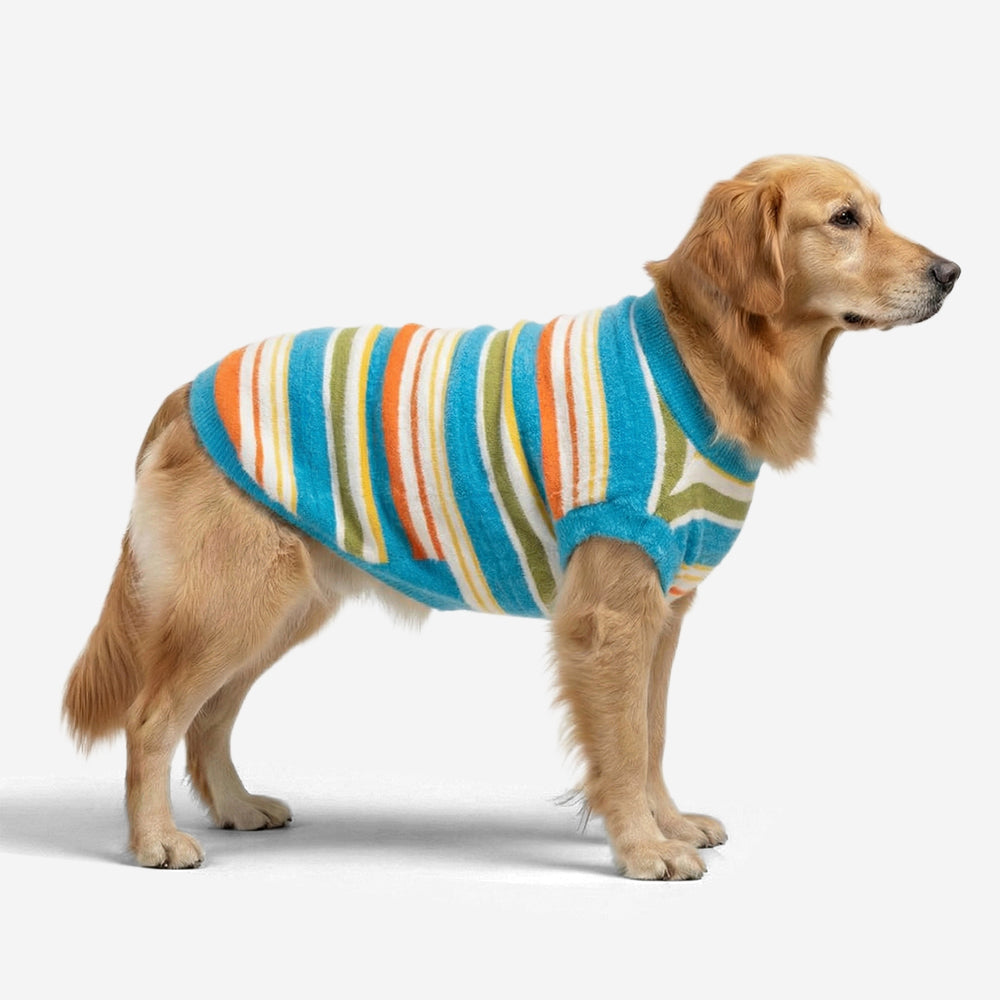 Color Blocked Striped Dog Sweater-Suitable For Large Dogs