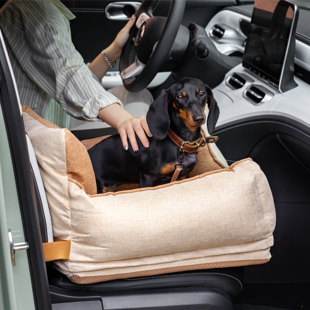 Lit de siège de voiture pour chien de sécurité imperméable à l'eau café clair