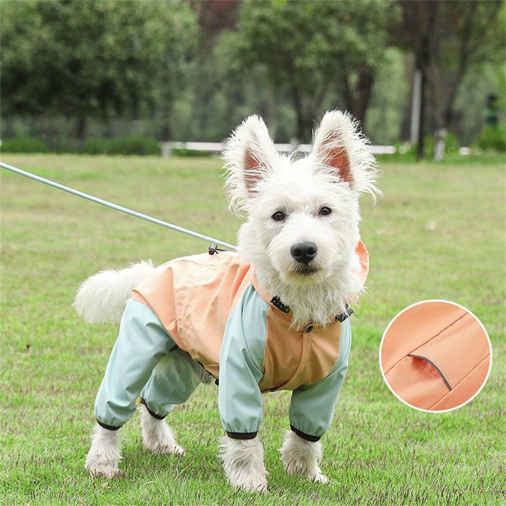 Waterproof Full Coverage Footed Raincoat for Small Dogs Pet Rain Gear