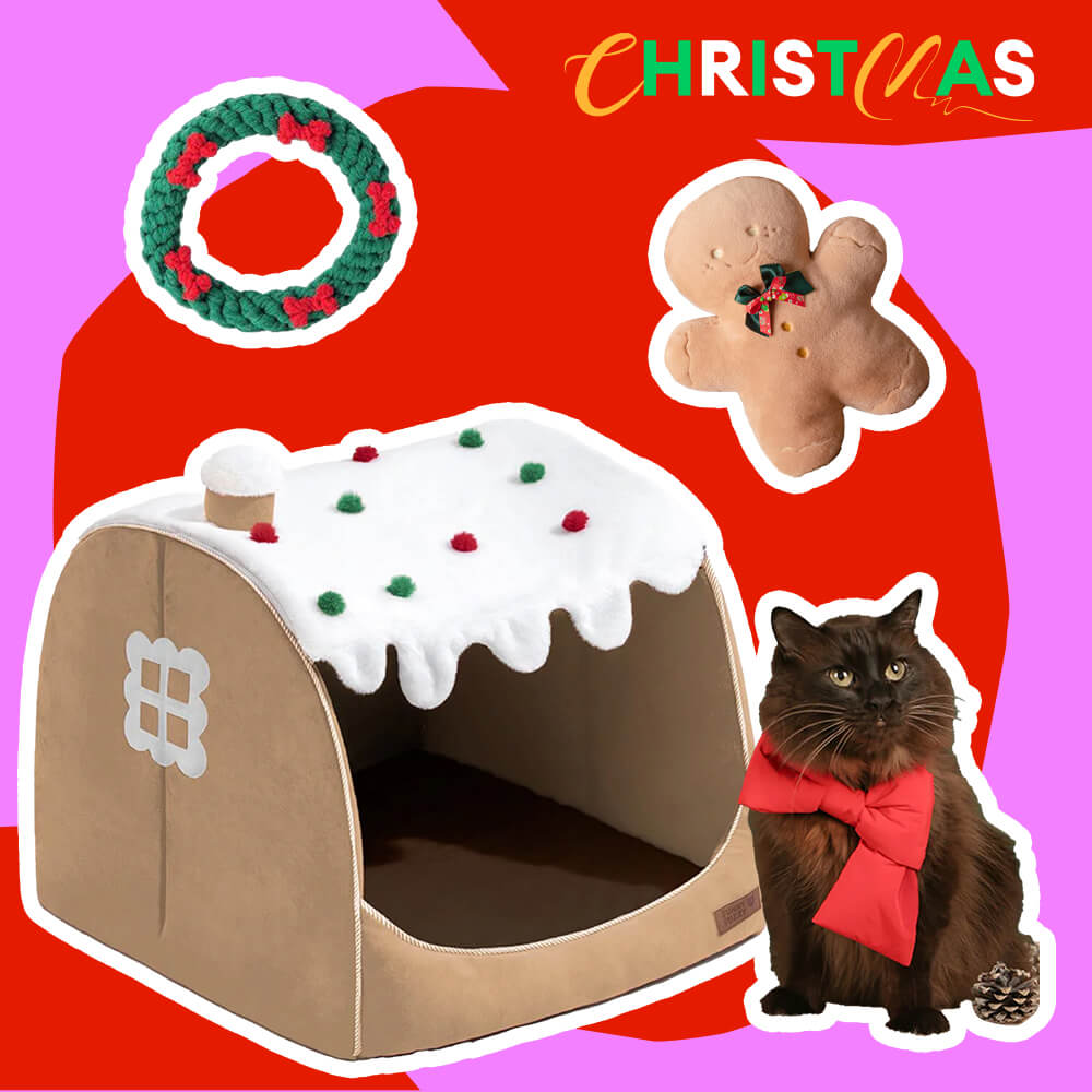 Snow House Pet Bed - Gift Bundle 4pcs