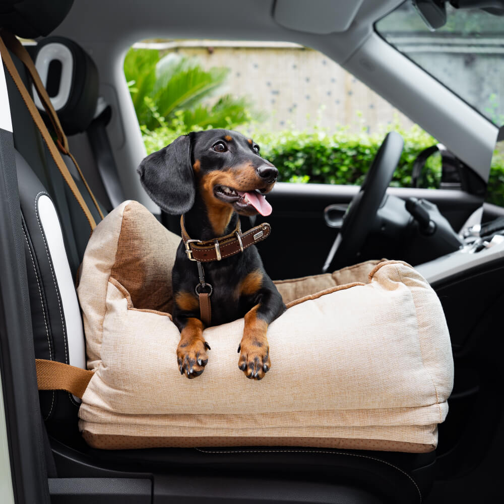 Wasserdichtes Sicherheits-Autositzbett für Hunde in hellem Kaffeebraun