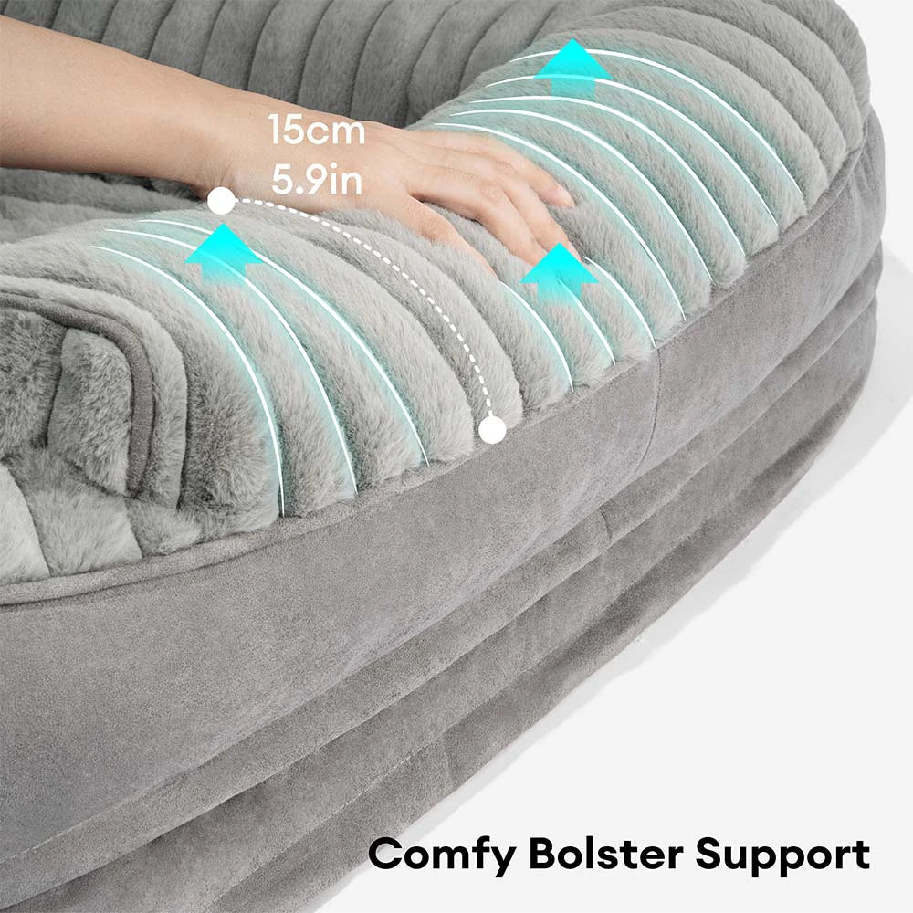 Fluffy Plush Orthopedic Washable Bolster Dog Bed - ComfyPaws