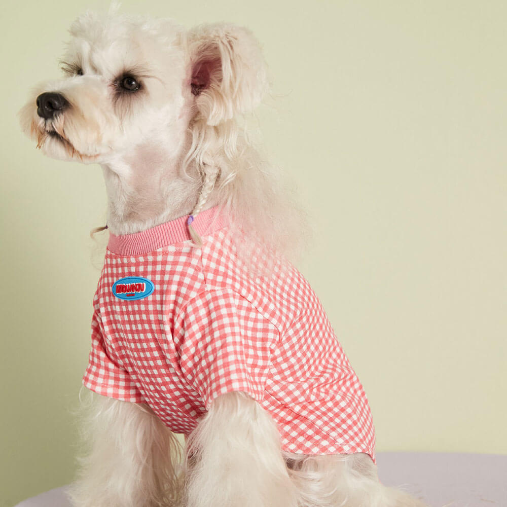 Pet dog clothes summer thin style multi-color optional candy color plaid fashion T-shirt