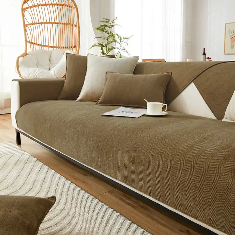 Wasserdichter und Antifouling-Couchbezug aus Chenille-Gewebe mit Fischgrätenmuster