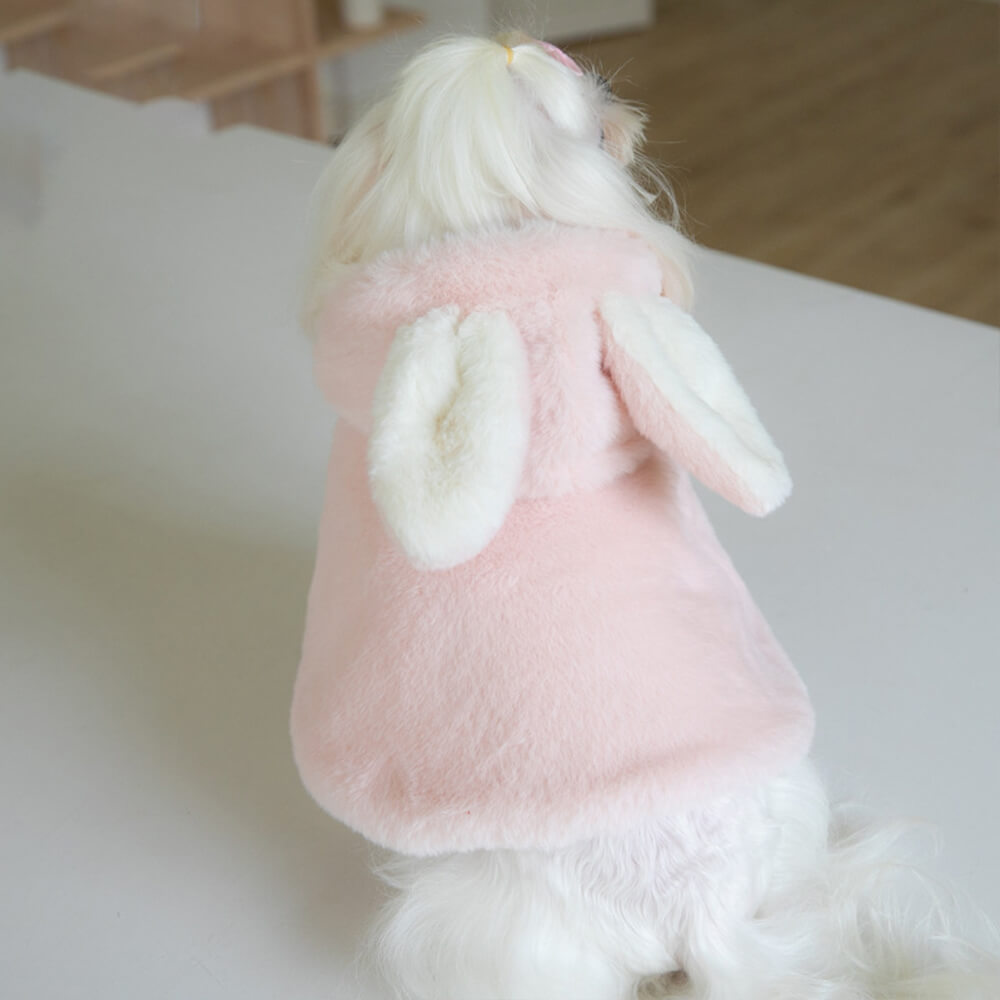Pet cat and dog clothes plush rabbit shape warm cloak cape