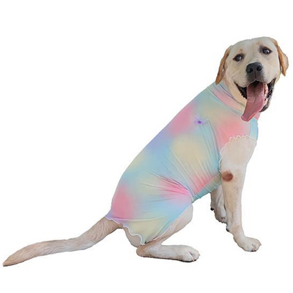 Pet Dog Clothes Rainbow Tie-Dye Cooling Breathable Elastic Mesh Sun Protection Vest
