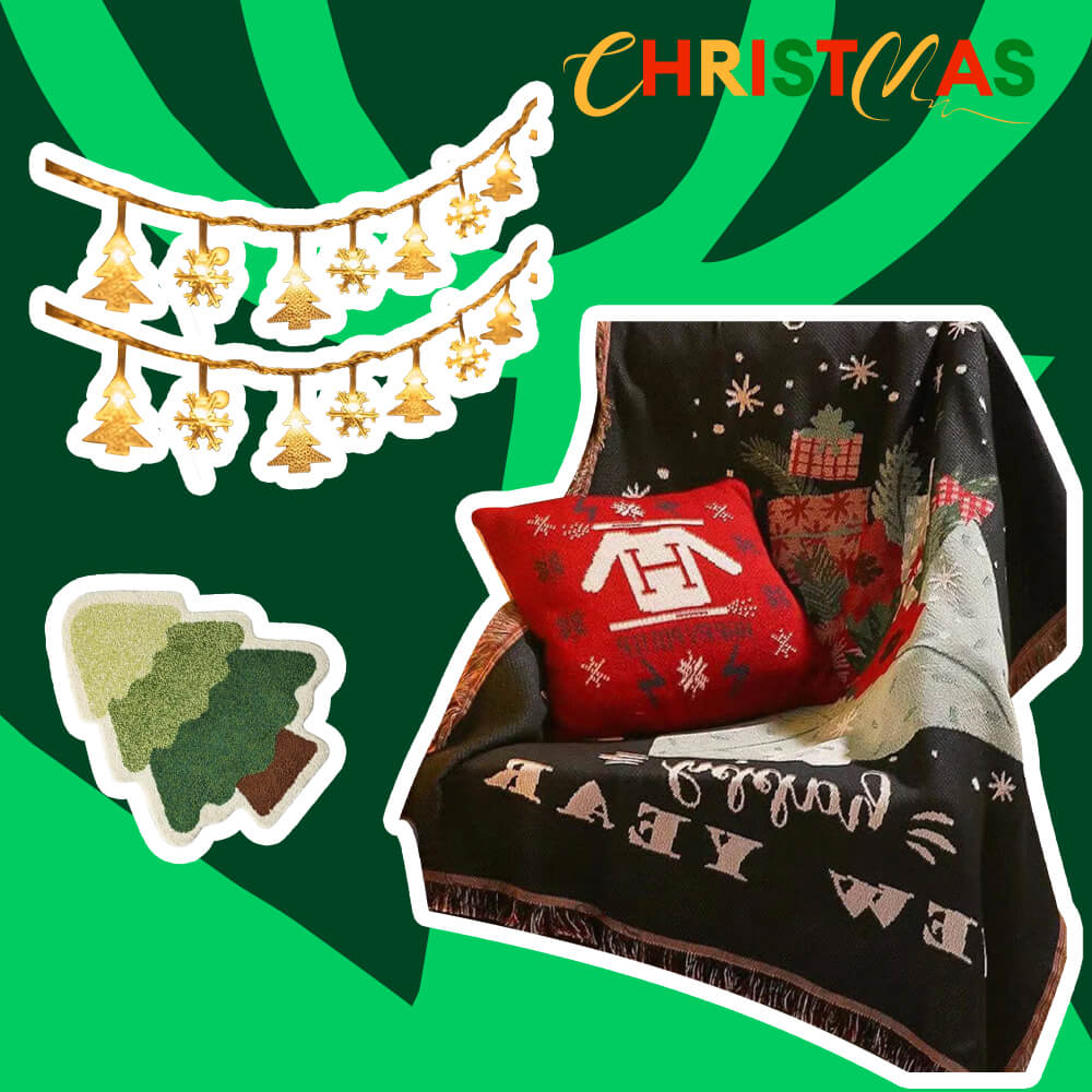 Weihnachts-Überwurfdecke – Geschenkpaket 3-tlg