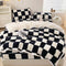 Juego de cama de tablero de ajedrez de terciopelo de leche