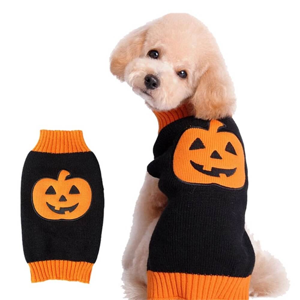 Suéter para mascotas de Halloween | Ropa cálida y acogedora para perros con estampado de Halloween