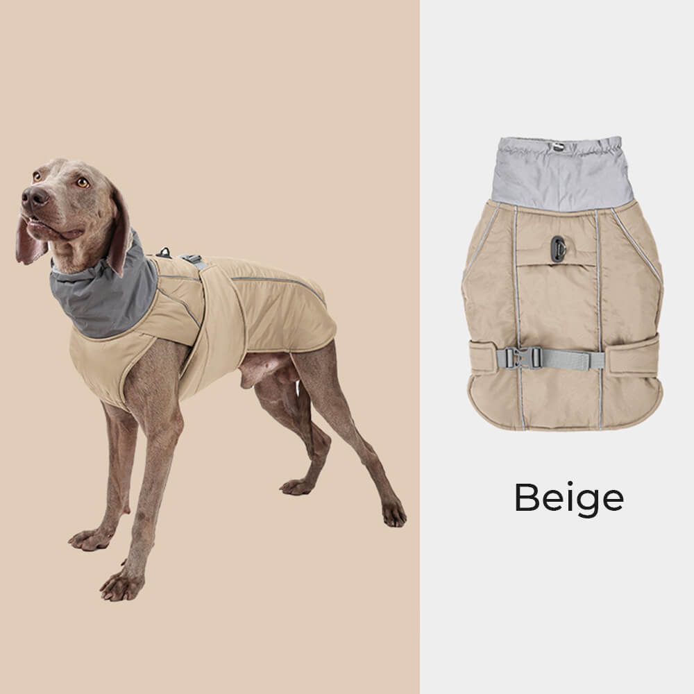 Veste épaisse réfléchissante imperméable et chaude à col haut pour chien