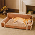 Luxe Faux Leather Plush Sponge Sponge Orthopedic Dog Bed - Calentamiento