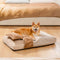 Cama de perros ortopédico de cueva de rayas de lujosa con almohada - Fluffywarm