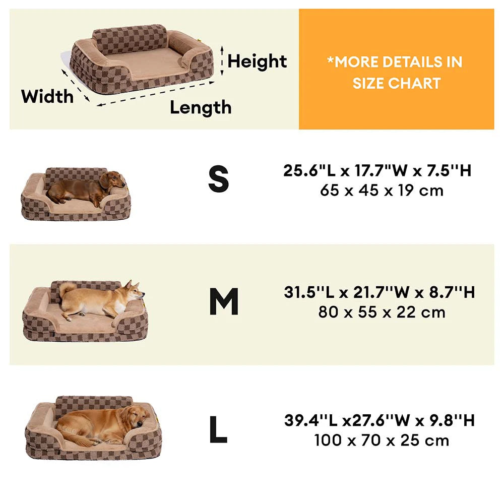 Checkered Fluffy Warm Washable Orthopedic Dog Bolster Bed – CloudNooki