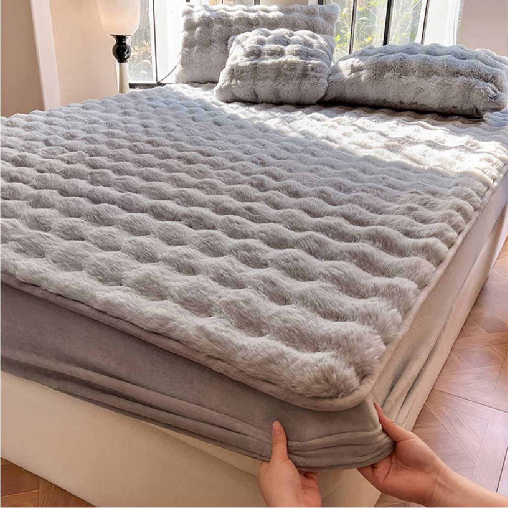 Housse de matelas drap-housse chaude et douce pour la peau en peluche