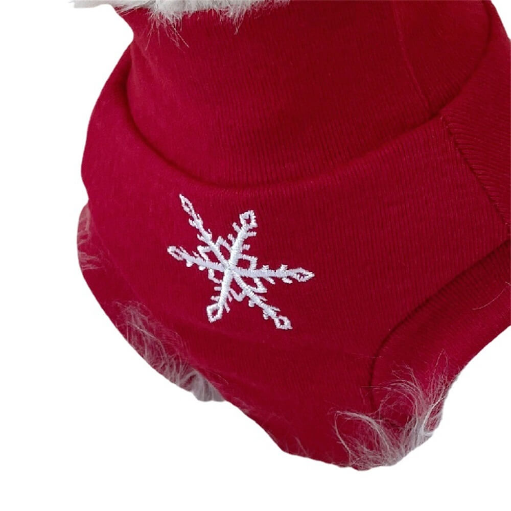 Snowflake Embroidered Red Dog Sweater – Festive and Cozy for Winter