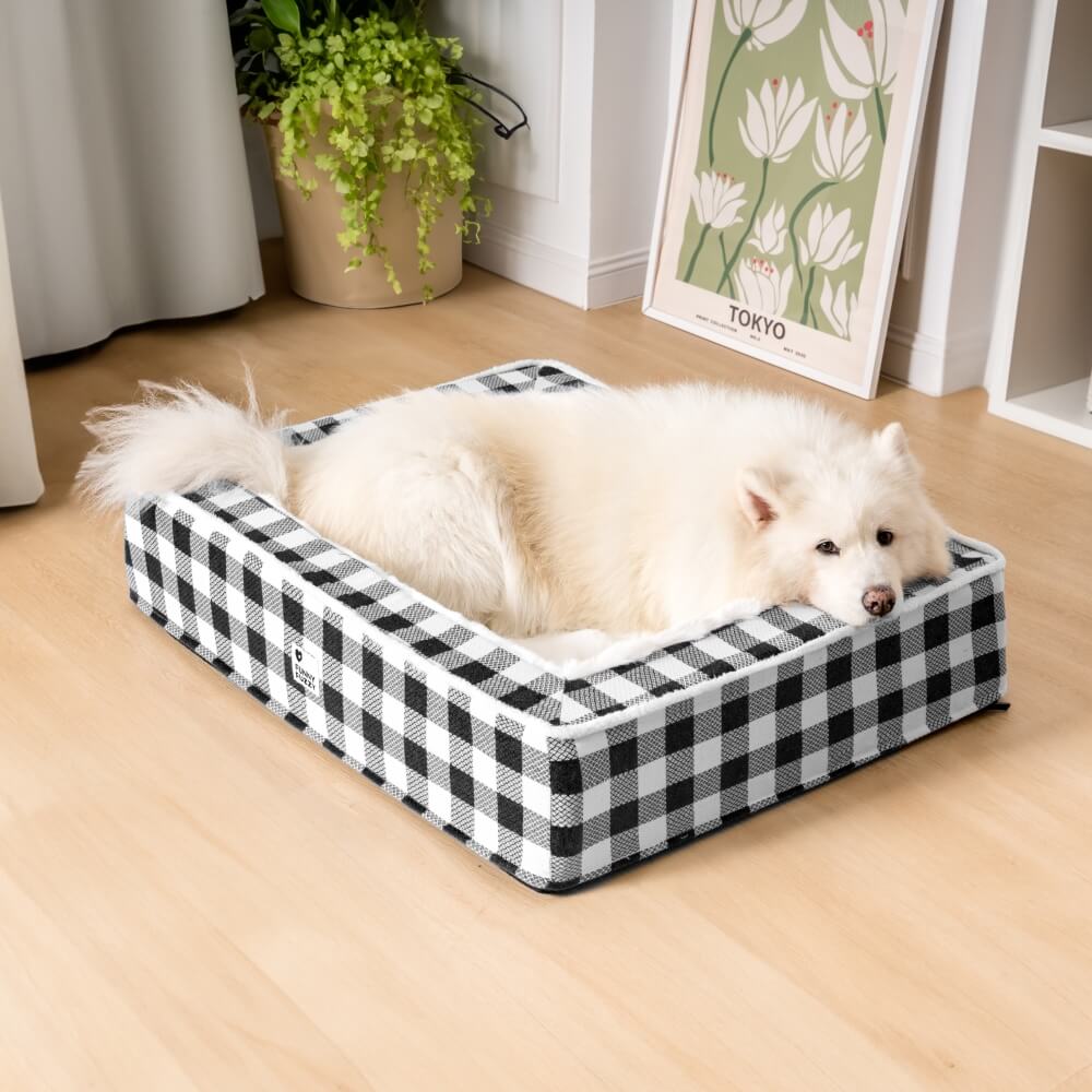 Festive Classic Tartan Cozy Dog Anti-Anxiety Calming Bed Home Bundle