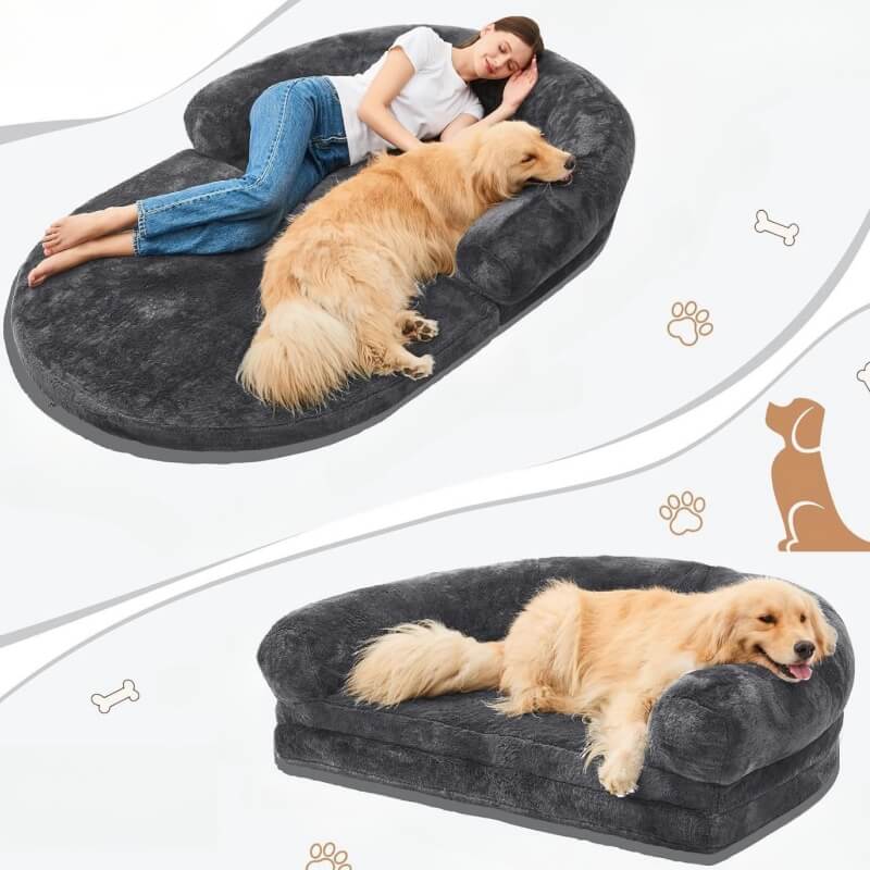 Chic Plush Large Dog Bed Foldable Human Dog Bed