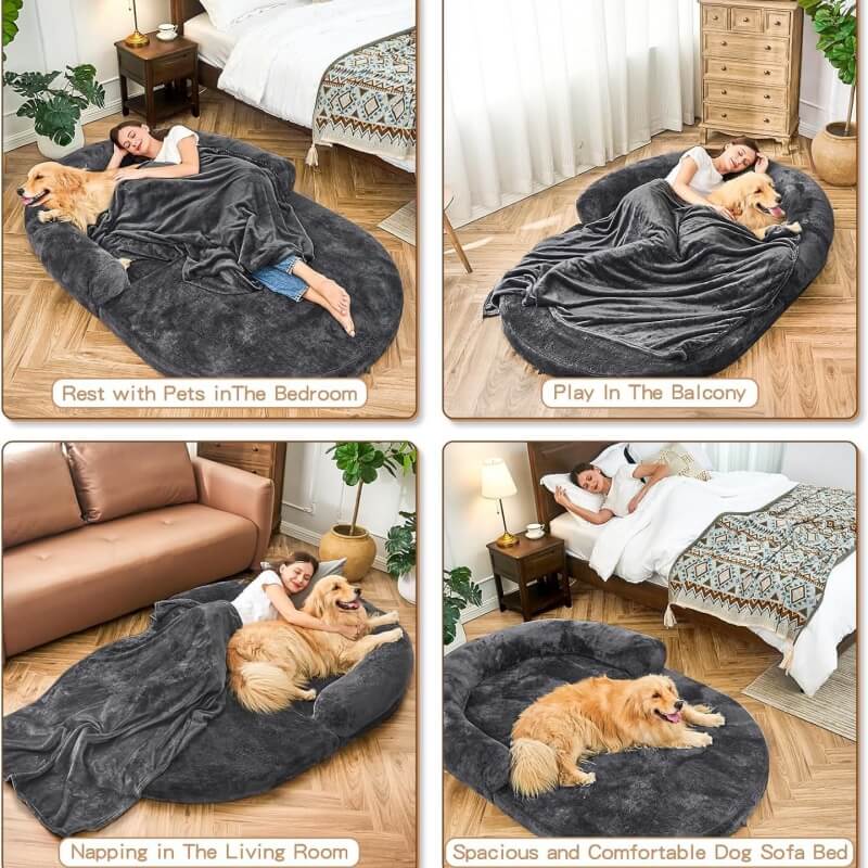 Chic Plush Large Dog Bed Foldable Human Dog Bed