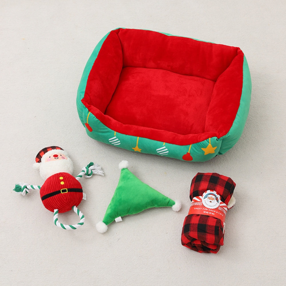Weihnachtsgeschenkbox, warmes, halbgeschlossenes Höhlenbett für Hunde und Katzen