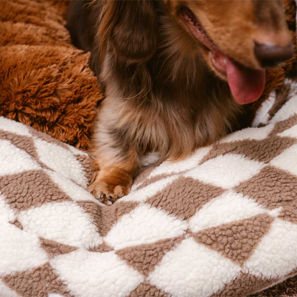 Klassisches, waschbares Donut-Hundebett mit Argyle-Muster – Cozy Haven