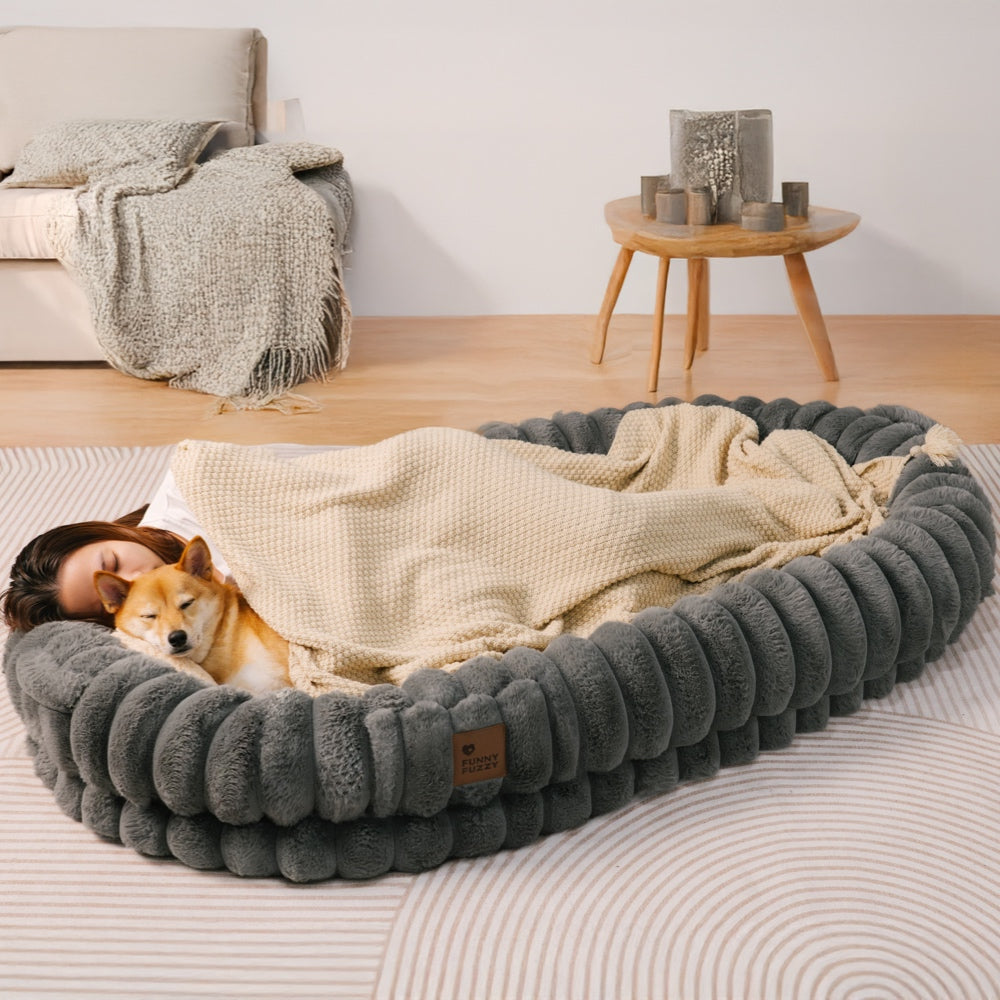 Classic Fluffy Super Large Donut Human Dog Bed - Cuddle Cradle