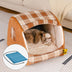 Cama de gato ortopédica de casa a cuadros clásica - cabaña de retiro