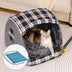 Cama de gato ortopédica de casa a cuadros clásica - cabaña de retiro