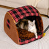 Cama de gato ortopédica de casa a cuadros clásica - cabaña de retiro
