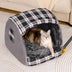 Cama de gato ortopédica de casa a cuadros clásica - cabaña de retiro