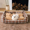 Bed de perro calmante de perros de refuerzo retro a cuadros clásico - Retiro nostálgico