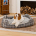 Bed de perro calmante de perros de refuerzo retro a cuadros clásico - Retiro nostálgico