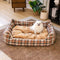 Bed de perro calmante de perros de refuerzo retro a cuadros clásico - Retiro nostálgico