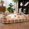 Bed de perro calmante de perros de refuerzo retro a cuadros clásico - Retiro nostálgico